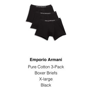 Emporio Armani 3 Pack of Boxers. All Black